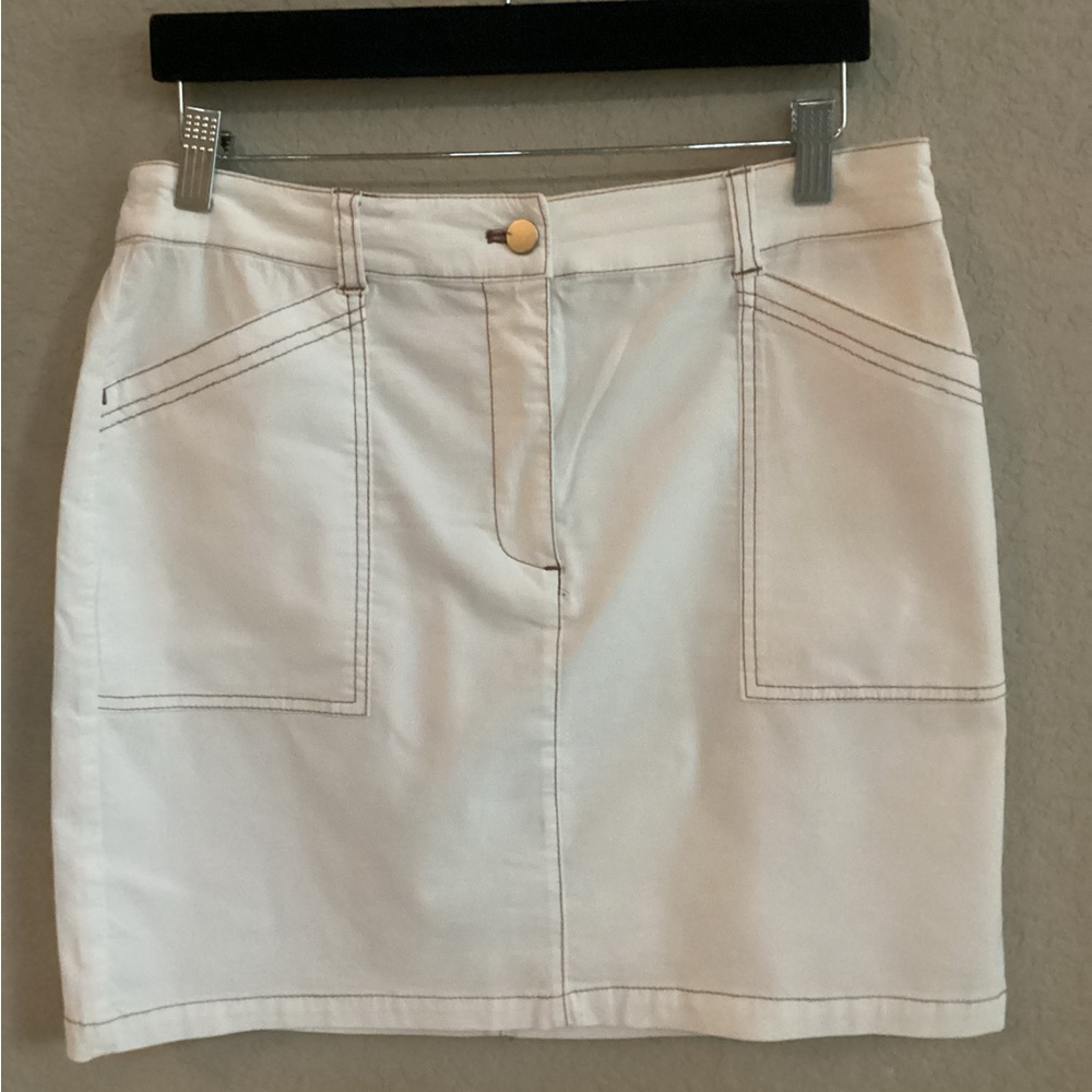 NIcole Miller New York sz 6 Cream Cotton Blend A-Line Skirt NWOT